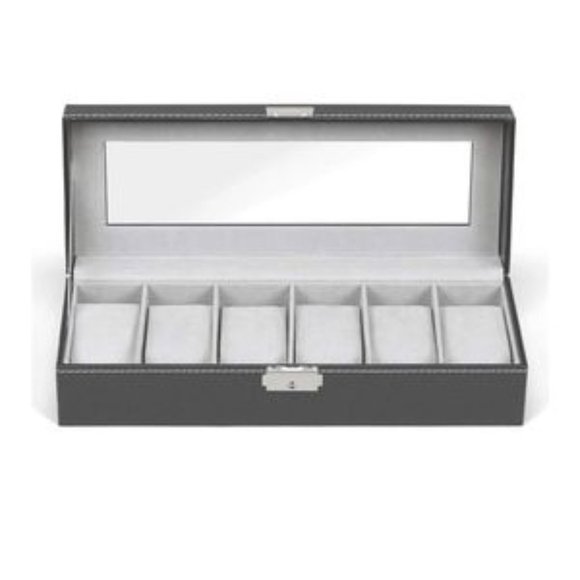 NEW Faux Leather 6 Slots Watch Box Organizer - Picture 6 of 7